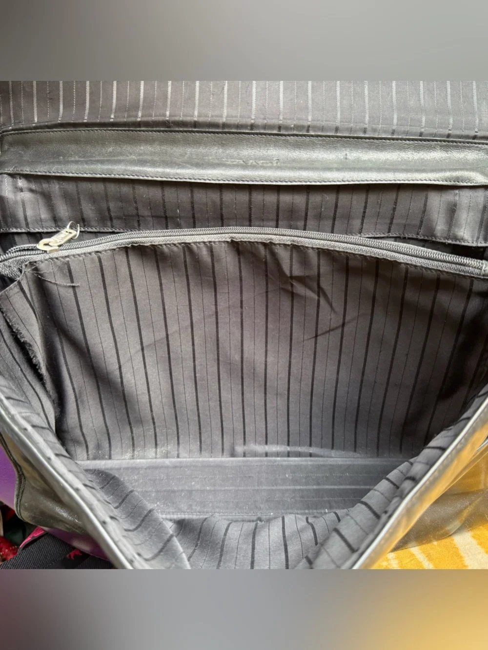 Black Leather Men's Briefcase with Top Handle and Metal Clasp